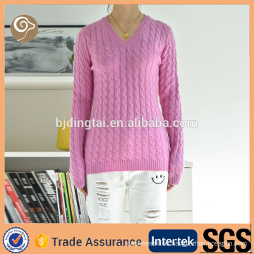 Jersey de lana con cuello en v y suéter de lana de invierno cómodo para mujer